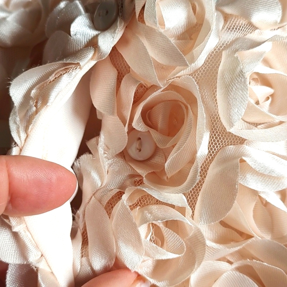 Elegant Peachy PinkFloral Baby Dress - Picture 4 of 4